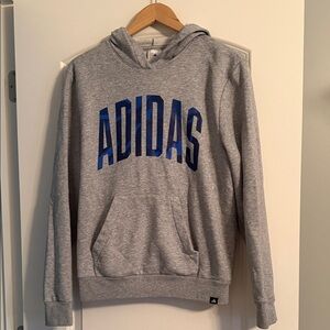 Boy’s Adidas Gray Hoodie with Blue Logo